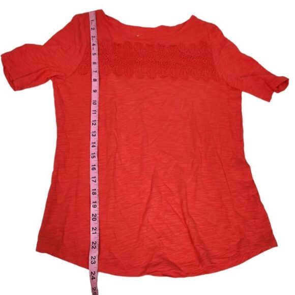 Talbots Petite Crochet Lace Yoke T-shirt - Picture 5 of 6